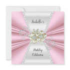 Elegant Light Pink Pearl White Diamond Birthday