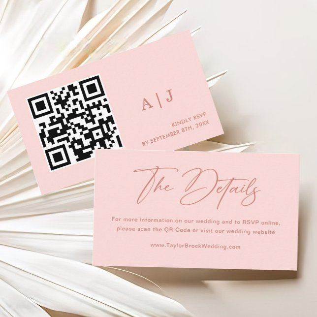 Elegant Light Pink Wedding Details Enclosure Card (Creator Uploaded)