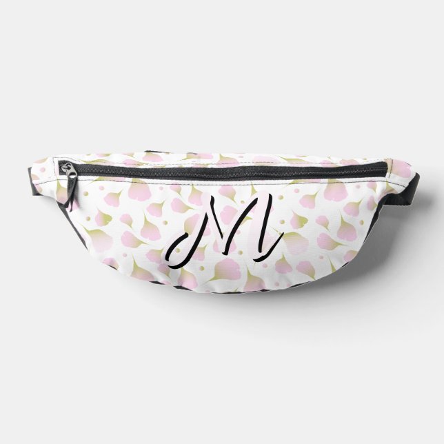 Elegant Light Powder Pink Monogram Pattern Fanny  Bum Bags (Lay Down)