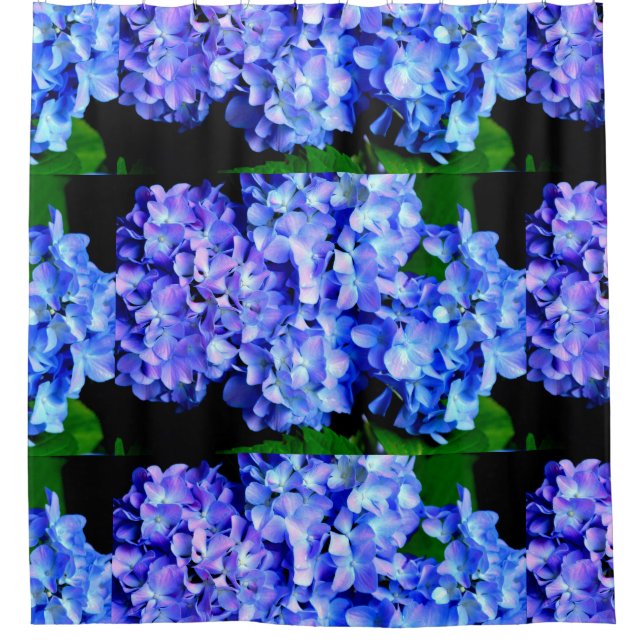 Elegant light purple blue magenta floral hydrangea shower curtain (Front)
