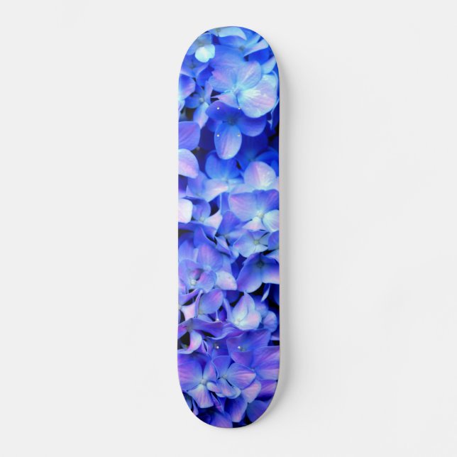 elegant light purple blue magenta floral hydrangea skateboard (Front)