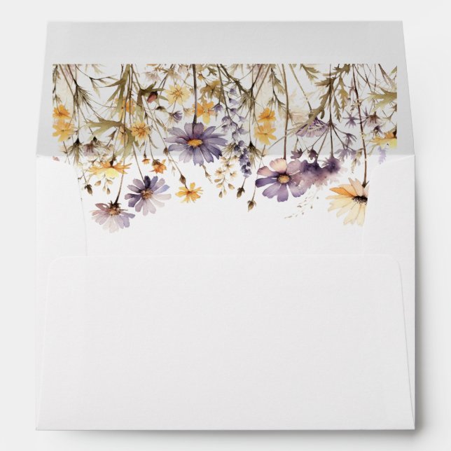Elegant Light Purple Floral Wedding Envelope (Back (Bottom))