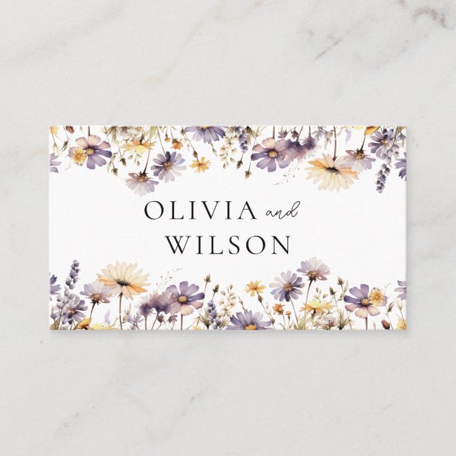 Elegant Light Purple Floral Wedding Flat Place Card (Front)