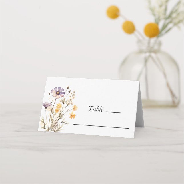 Elegant Light Purple Floral Wedding Place Card (Front)