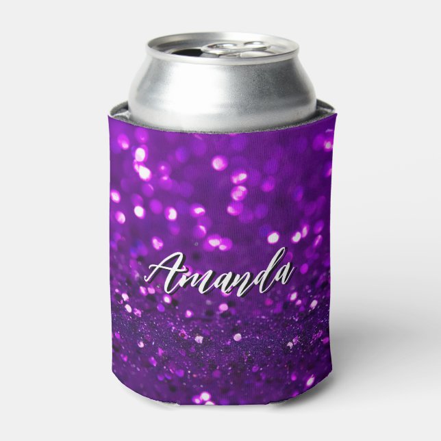 Elegant Light Purple Glitter Sparks Can Cooler (Can Front)