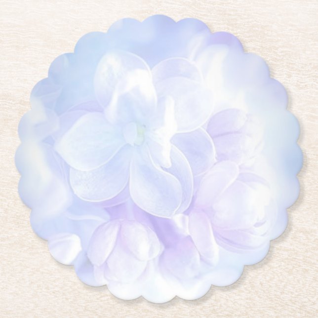 Elegant Light Purple Lilac Flowers Design Paper Coaster (Front)