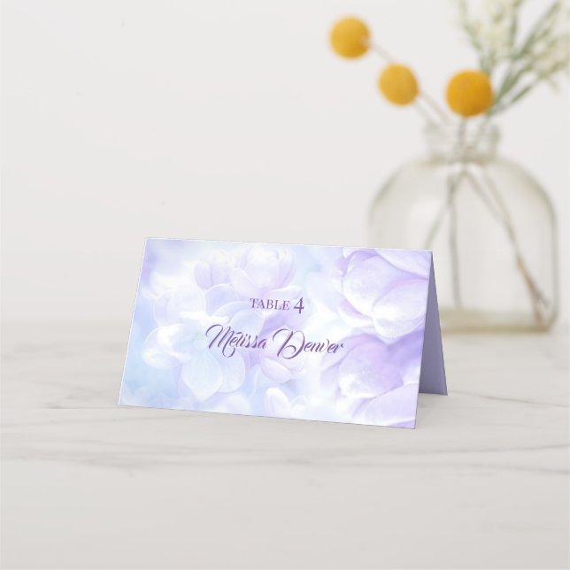 Elegant Light Purple Lilac Flowers Wedding Place Card (Front)