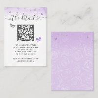 Elegant Light Purple Silver Butterfly RSVP QR Code