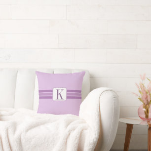 Elegant Light Purple Striped Banner Add Initial Cushion
