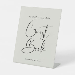 Elegant Light Sage Green Guestbook Pedestal Sign