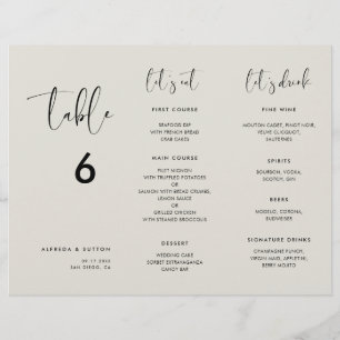 Elegant Light Sage Green Menu Table number trifold