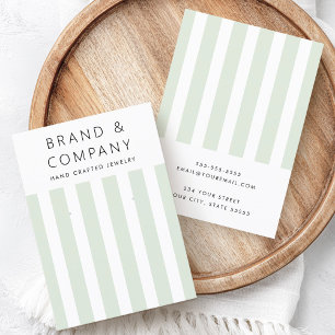 Elegant light sage green stripes earring card