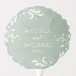 Elegant Light Sage Green Wedding Bridal Shower Balloon<br><div class="desc">Light Sage Green Elegant Wedding or Bridal Shower Balloons: These fancy balloons feature elegant and delicate flourishes at the edges. They're perfect for an elegant sage green wedding,  rehearsal dinner or engagement party!</div>