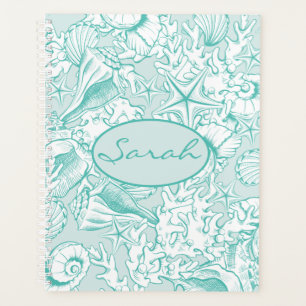 Elegant Light Sea Green Personalised Seashell Planner