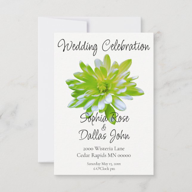 Elegant light soft green floral flower  invitation (Front)