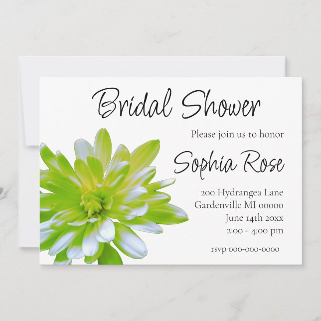 Elegant light soft green floral flower  invitation (Front)