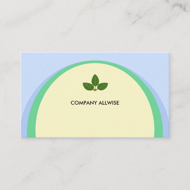 Elegant Light Yellow Green & Sky Blue Business Card (Front)