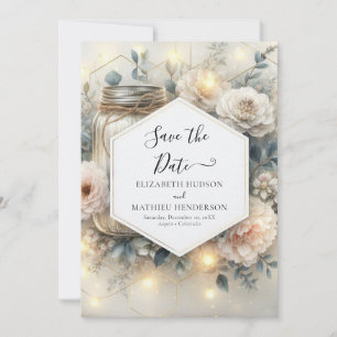 Elegant Lights Mason Jar Wedding Save The Date