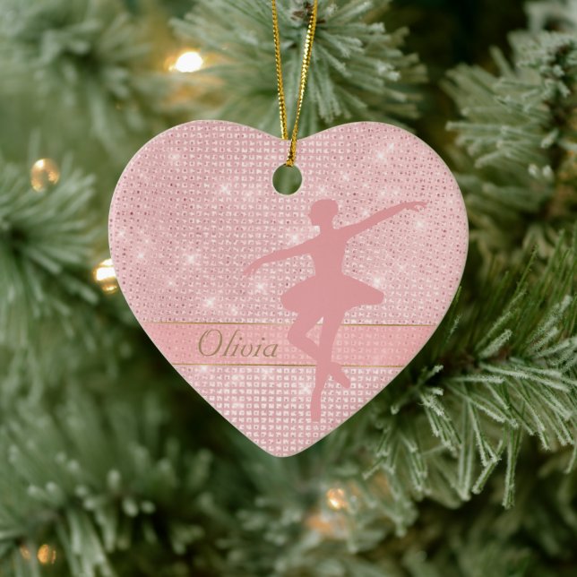 Elegant Lights Pink Ballerina Valentine Ornament (Tree)