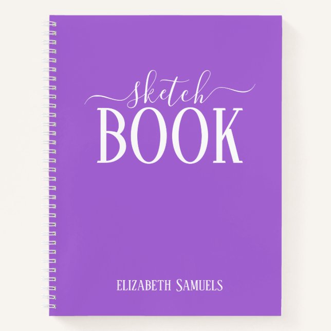 Elegant lila Sketch Book with name gift for her (Front)