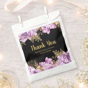 Elegant Lilac and Gold Flowers Sweet Sixteen Favour Bags