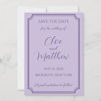Elegant Lilac and Lavender Script Wedding Save The Date