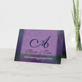 Elegant lilac and purple monogram cards