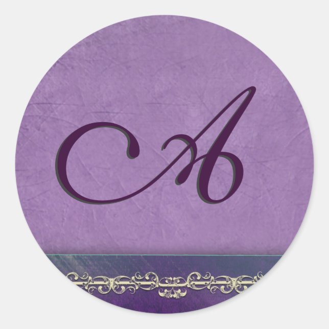 Elegant lilac and purple monogram envelope seals (Front)