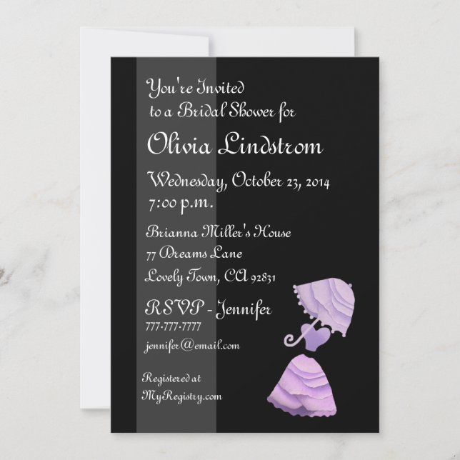 Elegant LILAC Bridal Shower Umbrella Announcement (Front)