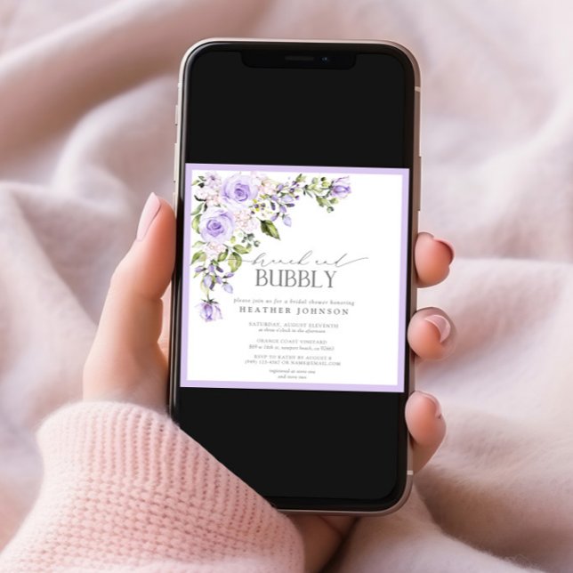 Elegant Lilac Floral Brunch & Bubbly Bridal Shower Invitation (Creator Uploaded)