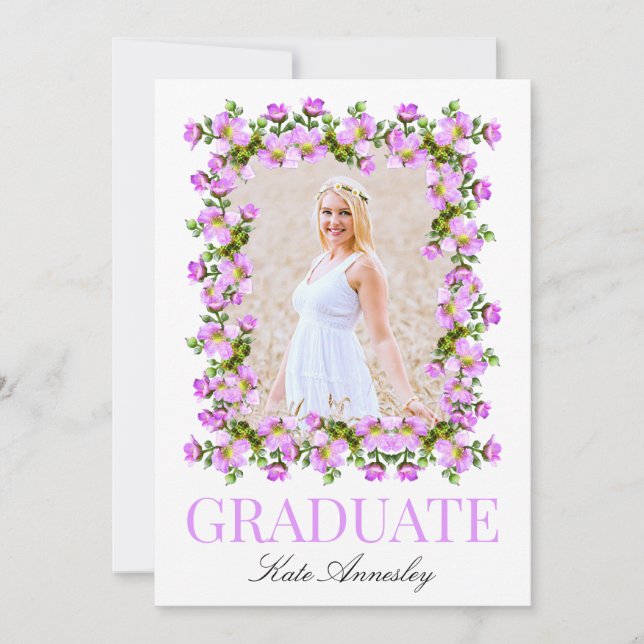 Elegant Lilac Floral Graduation Party Invitation (Front)