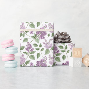 Elegant Lilac Floral Pattern Wrapping Paper