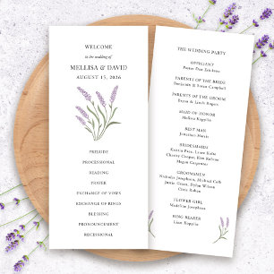Elegant Lilac Floral Wedding Program Menu