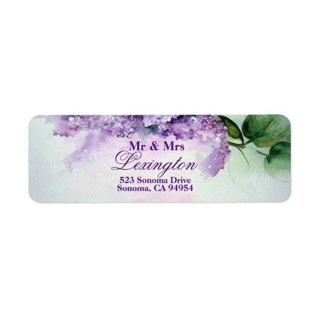 Elegant Lilac Flowers Address Return Labels (Front)