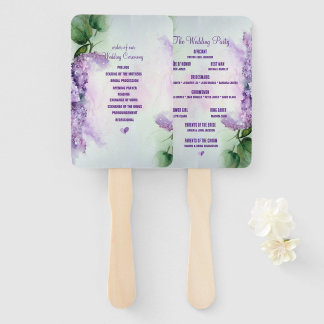 Elegant Lilac Flowers Wedding Program Hand Fan