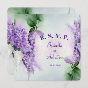 Elegant Lilac Flowers Wedding RSVP Card