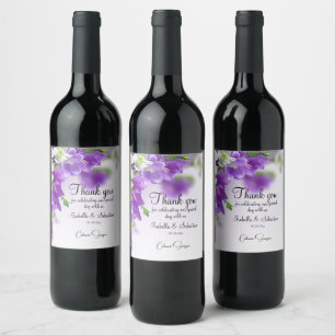 Elegant Lilac Flowers Wedding Wine Label