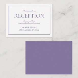 Elegant Lilac Lavender Classic Script Reception Enclosure Card