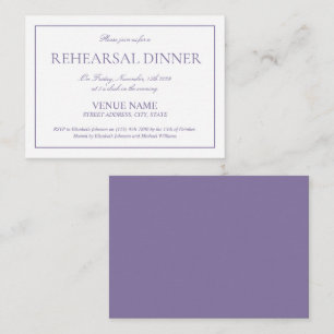 Elegant Lilac Lavender Classic Script Rehearsal Enclosure Card