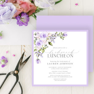 Elegant Lilac Lavender Floral Bridal Luncheon Invitation