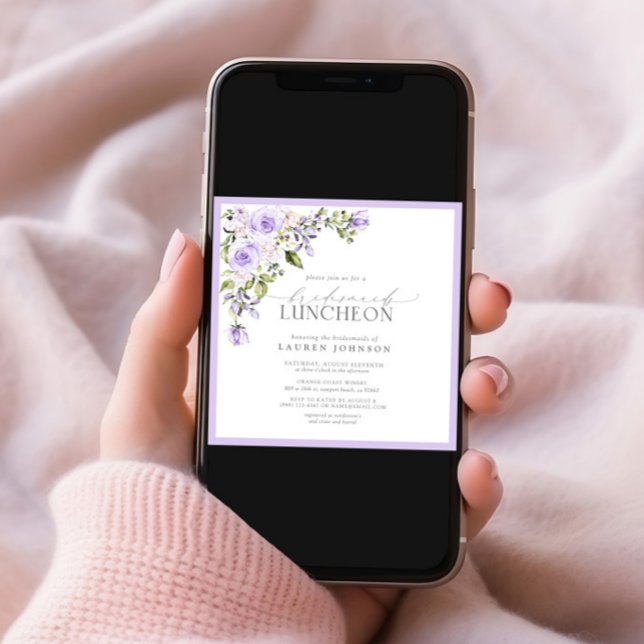 Elegant Lilac Lavender Floral Bridal Luncheon Invitation (Creator Uploaded)