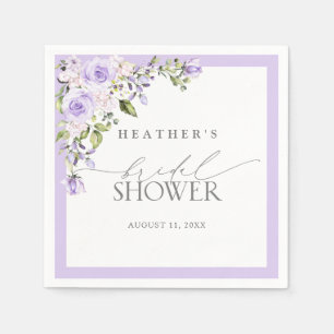 Elegant Lilac Lavender Floral Bridal Shower Napkin