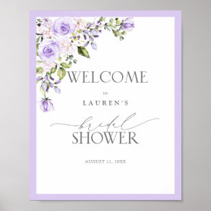 Elegant Lilac Lavender Floral Bridal Welcome Poster