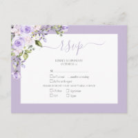 Elegant Lilac Lavender Rustic Lace Wedding RSVP