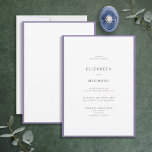 Elegant Lilac Lavender & White Typography Wedding Invitation<br><div class="desc">A gorgeous typography wedding invitation for a summer or fall wedding! This beautiful, elegant design features a lilac lavender edge around a white invitation, with modern typography in soft off-black. A simple, minimalist design. Thank you sooo much for supporting our small business, we really appreciate it! We are so happy...</div>