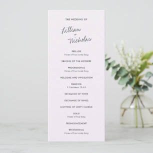Elegant Lilac Modern Wedding Programme