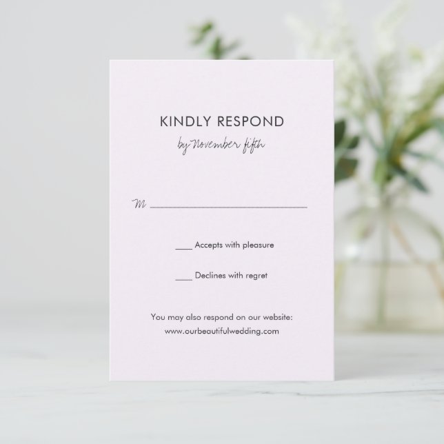 Elegant Lilac Modern Wedding RSVP Card (Standing Front)