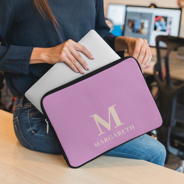 Elegant Lilac Monogram Laptop Sleeve (Creator Uploaded)