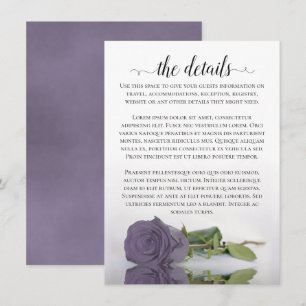 Elegant Lilac or Dusty Purple Rose Wedding Details Enclosure Card