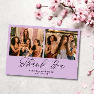 Elegant Lilac Photo Bridal Thank You Card